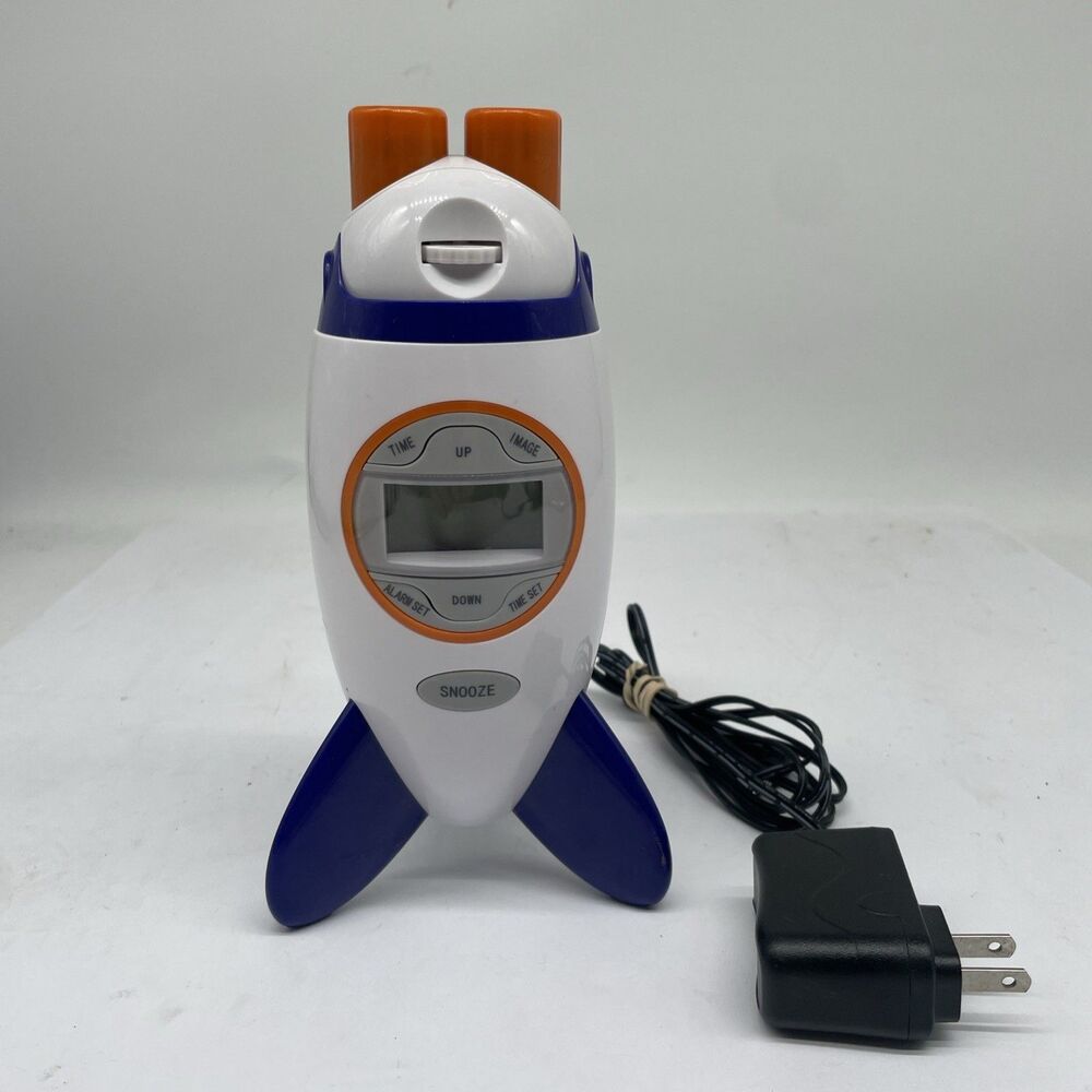 Discovery Kids Rocket Ship Projection Alarm Clock Purple TESTED WORKING